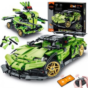 STEM Building Blocks Kit for Kids - 2 in 1 Remote Control Race Car and Robot Toy, Great Gift for Boys, Teens Age 6 7 8-12+ Year Old Who Love Engineering and RC Sports Car Toys