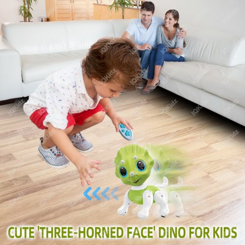 IQKidz RC Dinosaurs Toys for Boys and Girls - Remote Control Robot Toy with Interactive Gestures, Program, Walking and Dancing | Gift Ideas for Kids Age 3 to 8