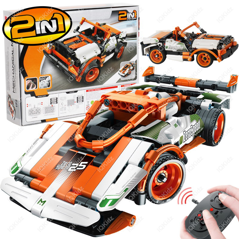 7,8 and 9＋Year Old Boys and Girls STEM Building Toys for Kids with 2-in-1 Remote Control Racer Snap Together Engineering Kits Early Learning Racecar Building Blocks and Off-Road Best Gift for 6 