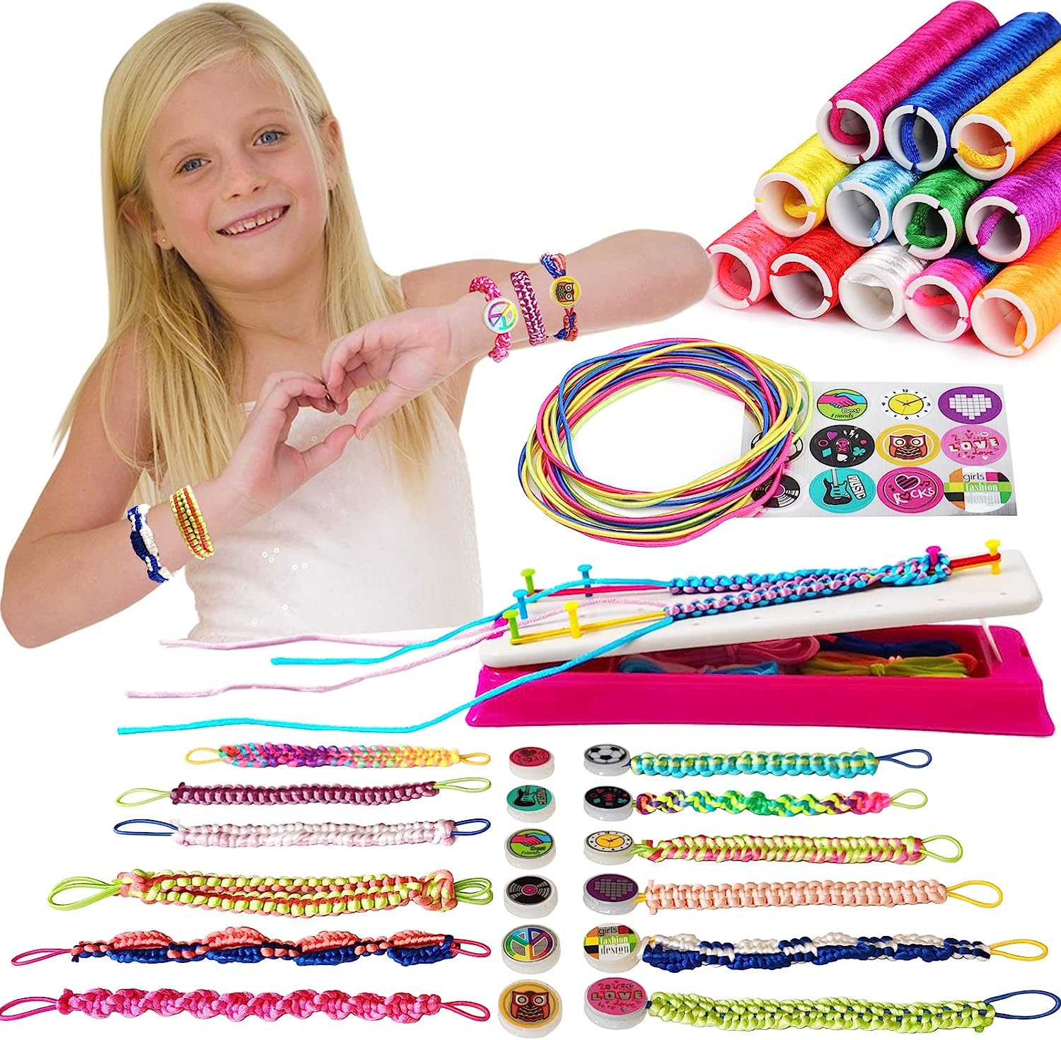 Friendship Girls Bracelet Making Kit - DIY Bracelet Kits Kids Toys Girls  Gifts Ideas Ages 6 7 8 9 10 11 12 Year Old Birthday Present for Teen Girl  Arts and Crafts String Maker Tool Travel Activity Set : Toys & Games 